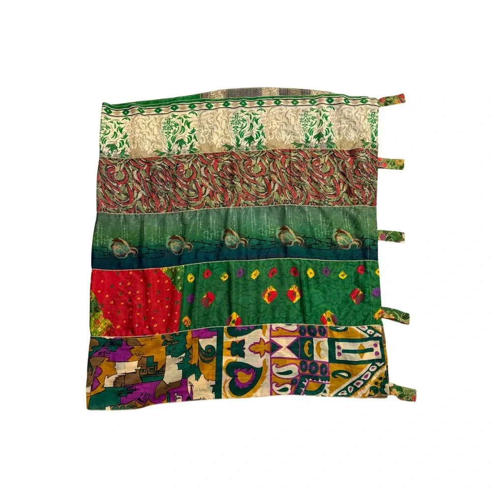 Bohemian Patchwork Curtain Panel Green Red Paisley Floral 40x72